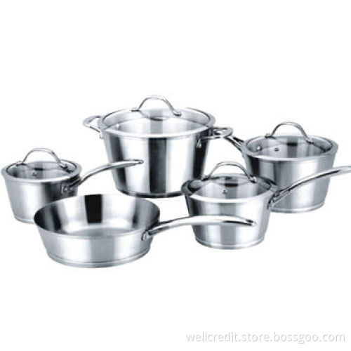 European Style Stainless Steel 9Pcs Cookware Set